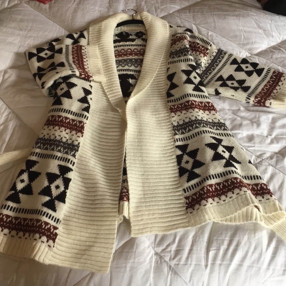 Multi-colored, patterned cardigan